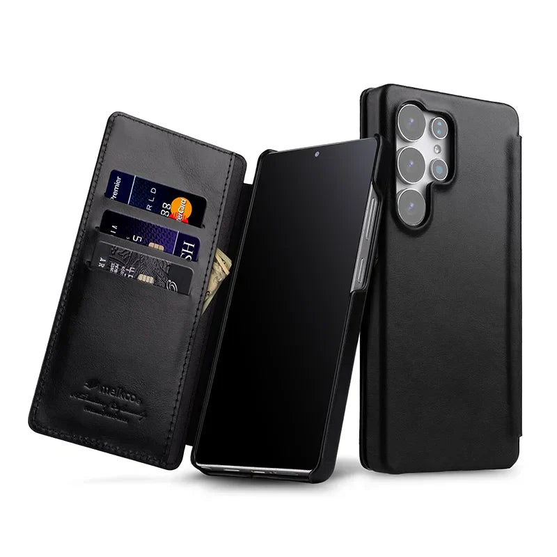Melkco LuxeFlip – Genuine Cowhide Leather Vertical Case for Galaxy S25 Ultra