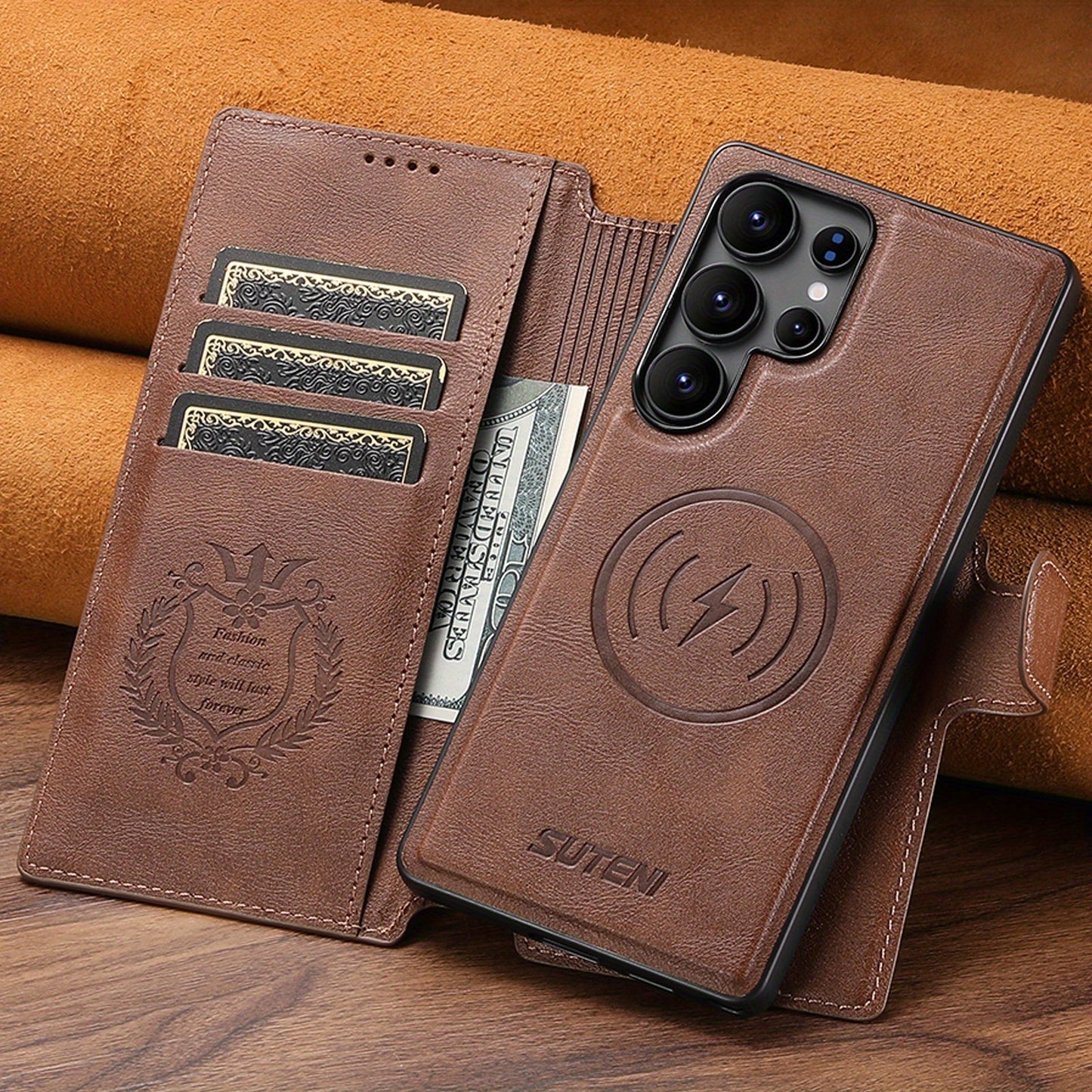 SnapVault Wallet Magnetic Detachable Leather Case