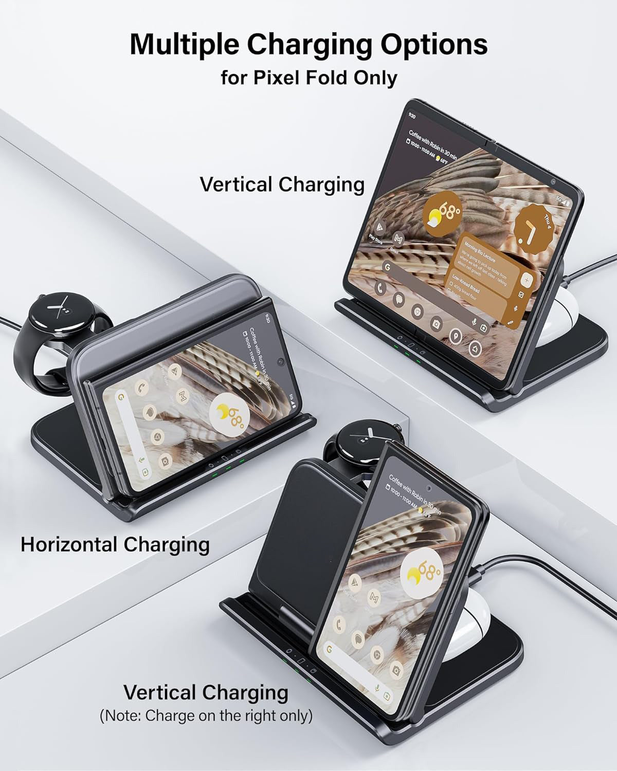 3 In 1 Fast Wireless Charger for Google Pixel Fold 9 Pro