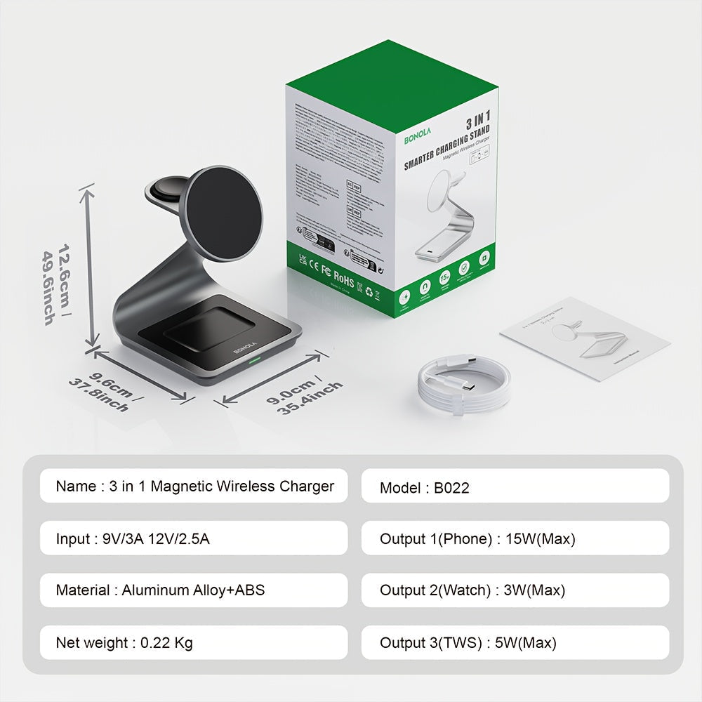 TriCharge Pro – 3-in-1 Fast Wireless Charger for Samsung S Series