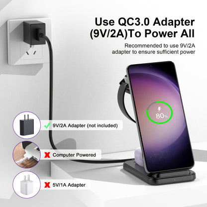 3-in-1 Fast Wireless Charging Station for Samsung Galaxy Devices