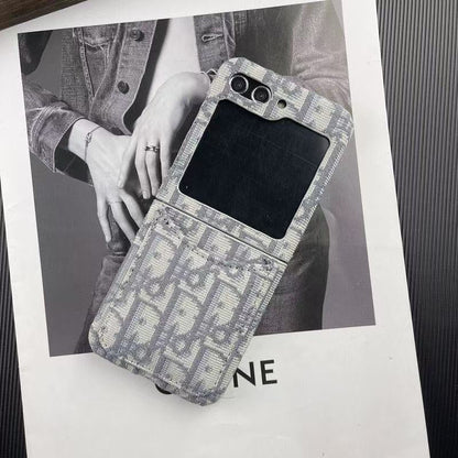 Luxury Canvas Flip Case with Card Slot
