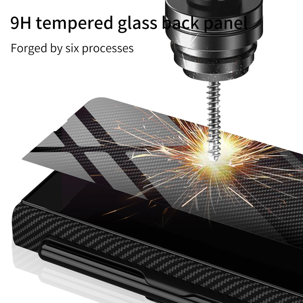 Luxury Leather & Tempered Glass Flip Stand Case For Galaxy Z Fold - casetiphone