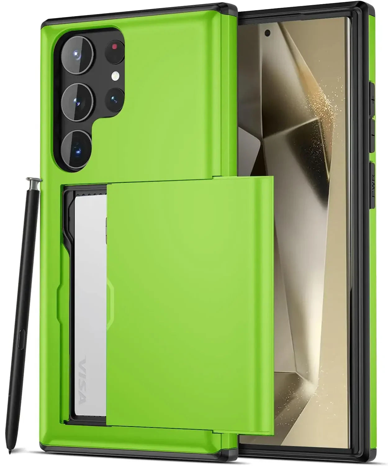 Slim Dual-Layer Heavy Protective Wallet Case with Hidden Card Slot for Samsung Galaxy S