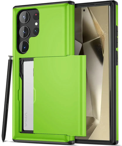 Slim Dual-Layer Heavy Protective Wallet Case with Hidden Card Slot for Samsung Galaxy S