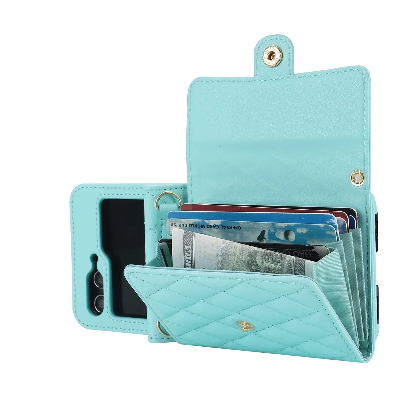 Crossbody Leather Case for Galaxy Z Flip 3-6