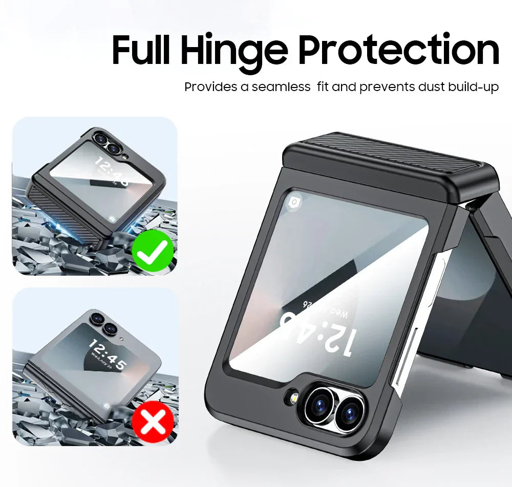Rugged Shockproof Case for Galaxy Z Flip 3-6 with Screen Protector