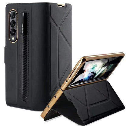 Leather Flip Stand S Pen Holder Slot Case For Samsung Galaxy Z Fold 4 - casetiphone
