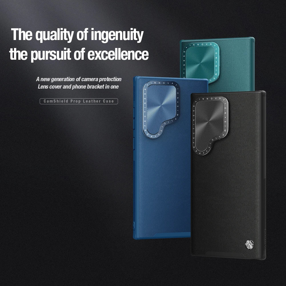 Anti-Drop Leather S24 Ultra Case With Stand - Odin case