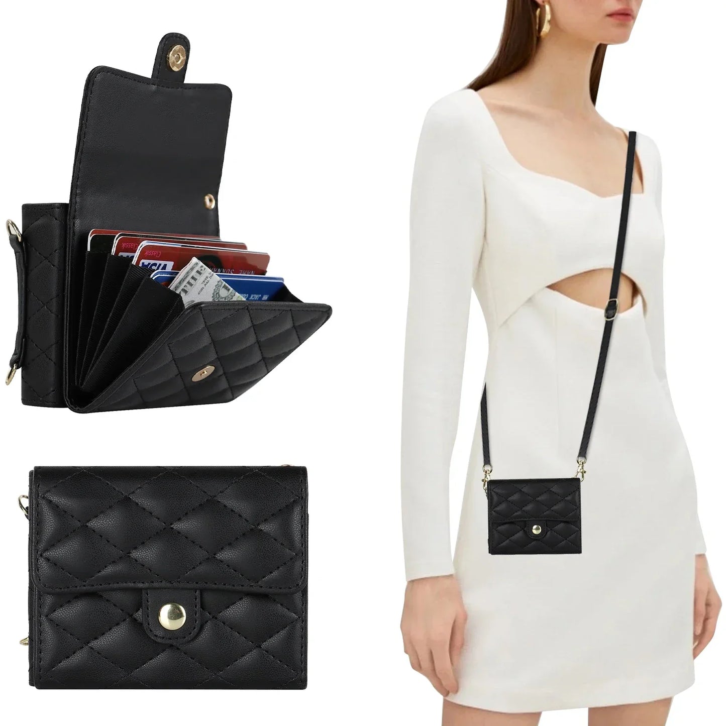 Crossbody Leather Case for Galaxy Z Flip 3-6