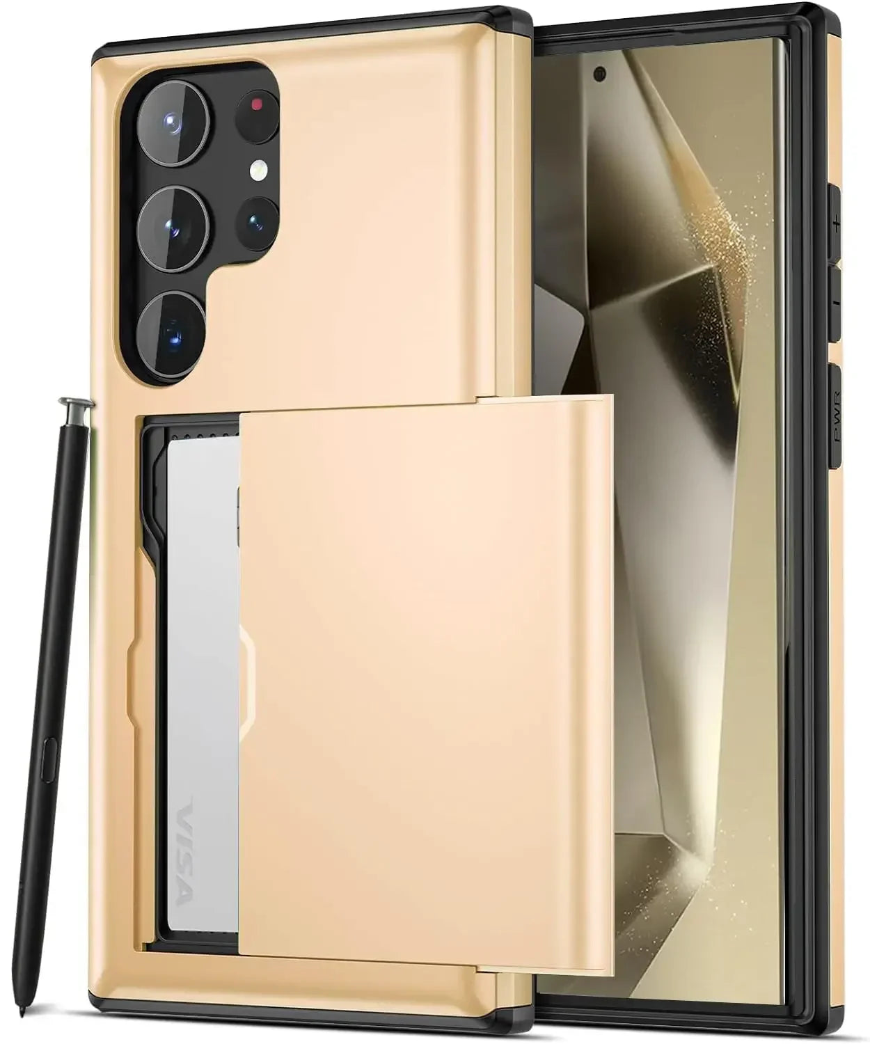 Slim Dual-Layer Heavy Protective Wallet Case with Hidden Card Slot for Samsung Galaxy S