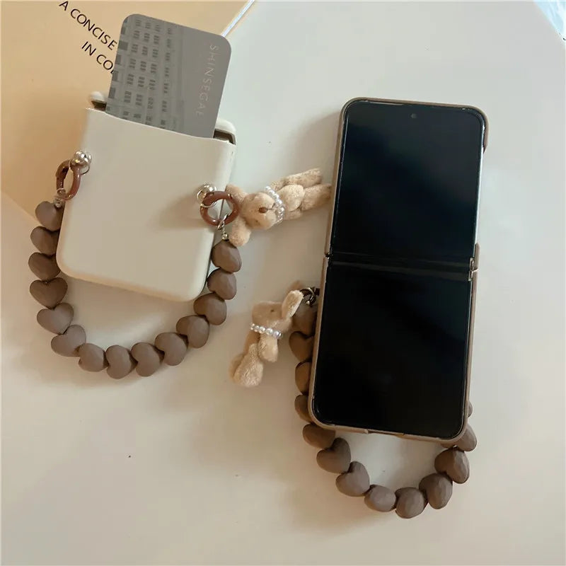 3D Plush Rabbit Case with Bracelet for Samsung Galaxy Z Flip 5