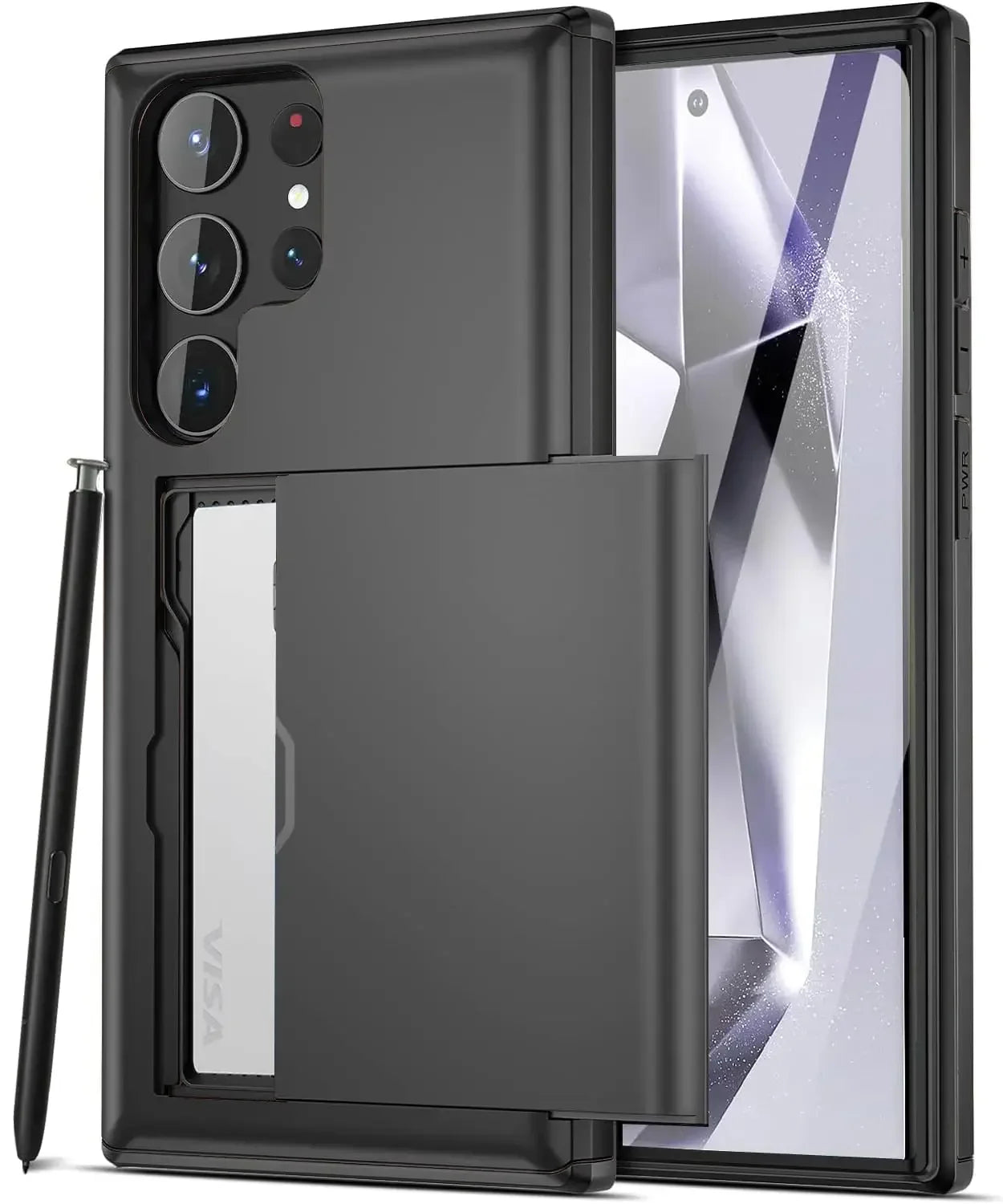 Slim Dual-Layer Heavy Protective Wallet Case with Hidden Card Slot for Samsung Galaxy S