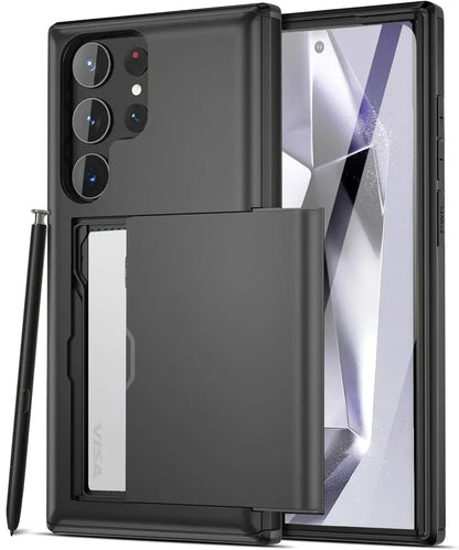 Slim Dual-Layer Heavy Protective Wallet Case with Hidden Card Slot for Samsung Galaxy S