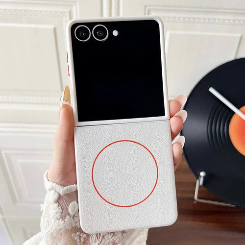 Elegant Leather MagSafe Case for Galaxy Z Flip 5/6/7