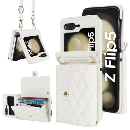 Crossbody Leather Case for Galaxy Z Flip 3-6