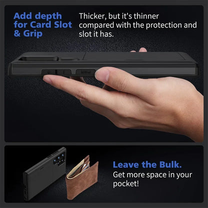 Slim Dual-Layer Heavy Protective Wallet Case with Hidden Card Slot for Samsung Galaxy S