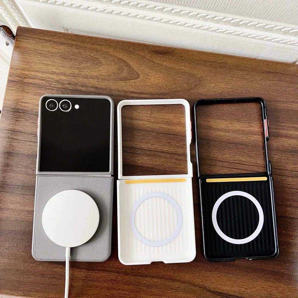 Elegant Leather MagSafe Case for Galaxy Z Flip 5/6/7