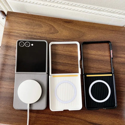 Elegant Leather MagSafe Case for Galaxy Z Flip 5/6/7