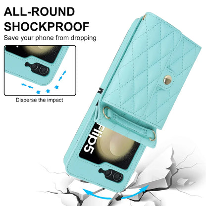 Crossbody Leather Case for Galaxy Z Flip 3-6