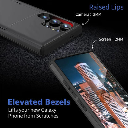 Slim Dual-Layer Heavy Protective Wallet Case with Hidden Card Slot for Samsung Galaxy S