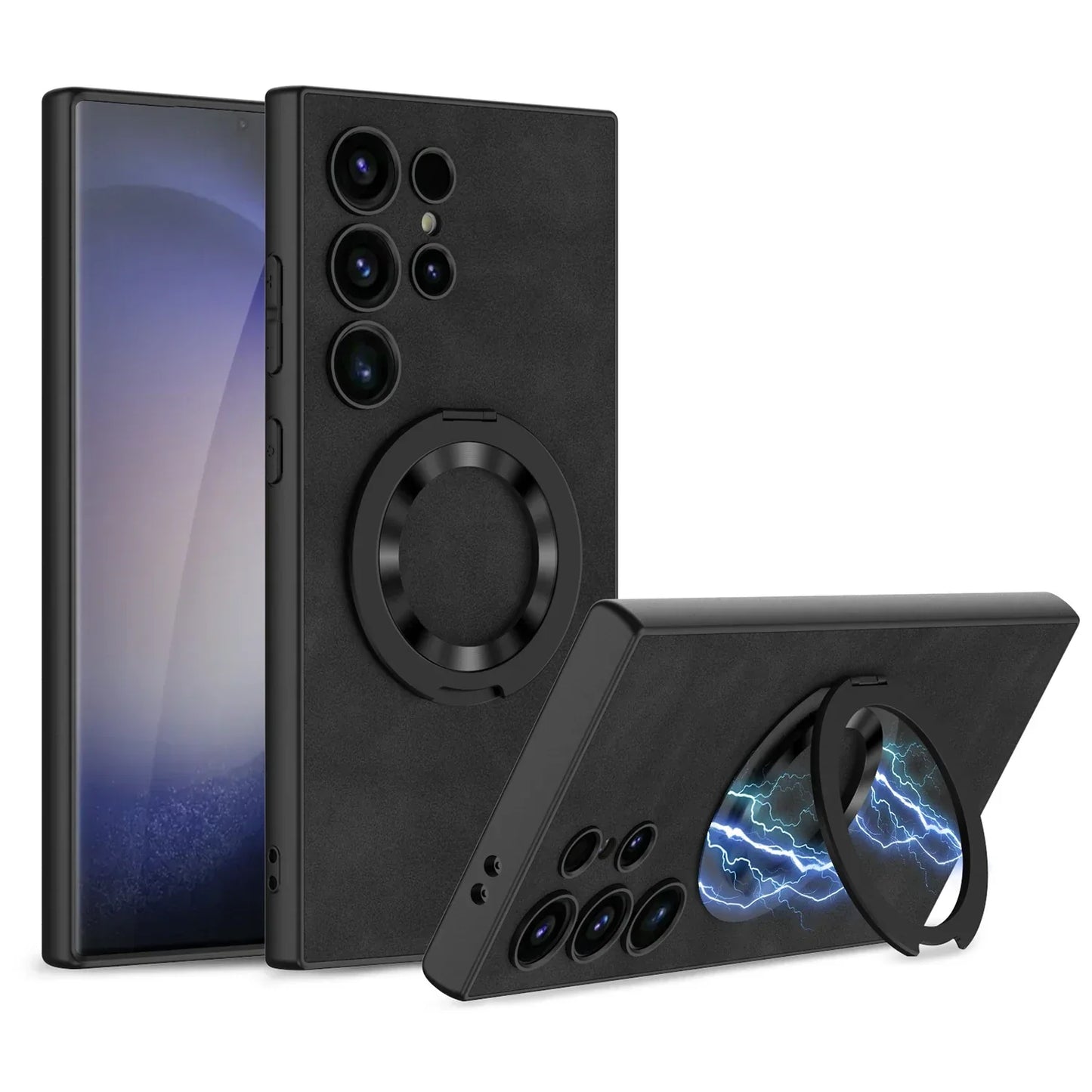 Leather Magnetic S24 Ultra Case with Bracket - Odin case