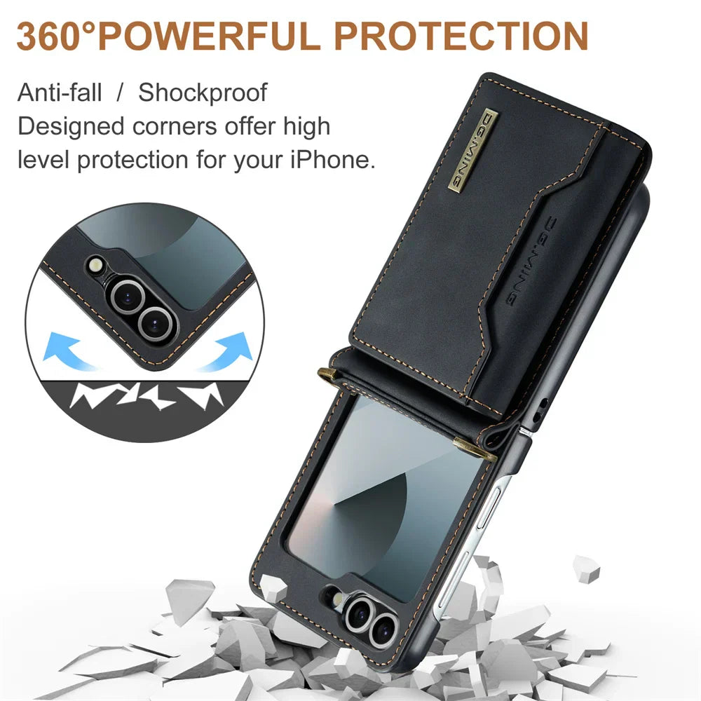 Leather Wallet Case for Galaxy Z Flip 3-6