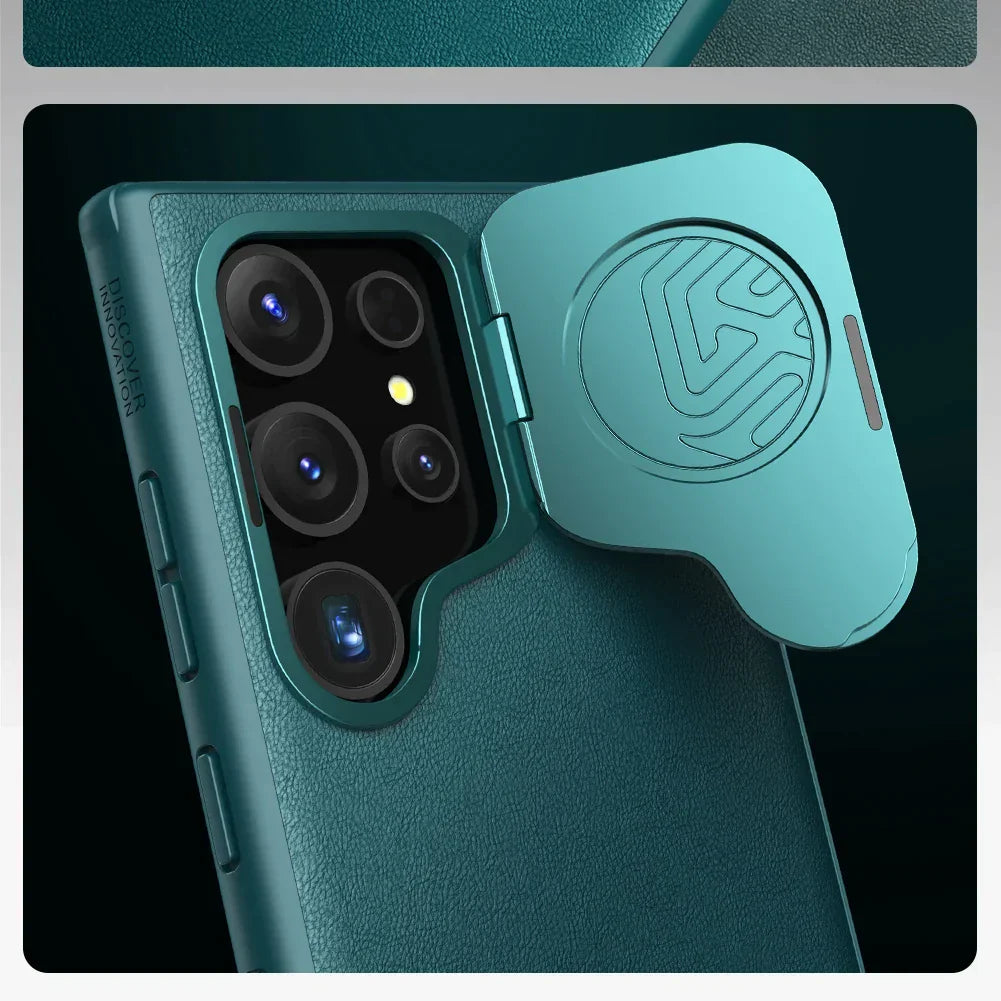 Anti-Drop Leather S24 Ultra Case With Stand - Odin case