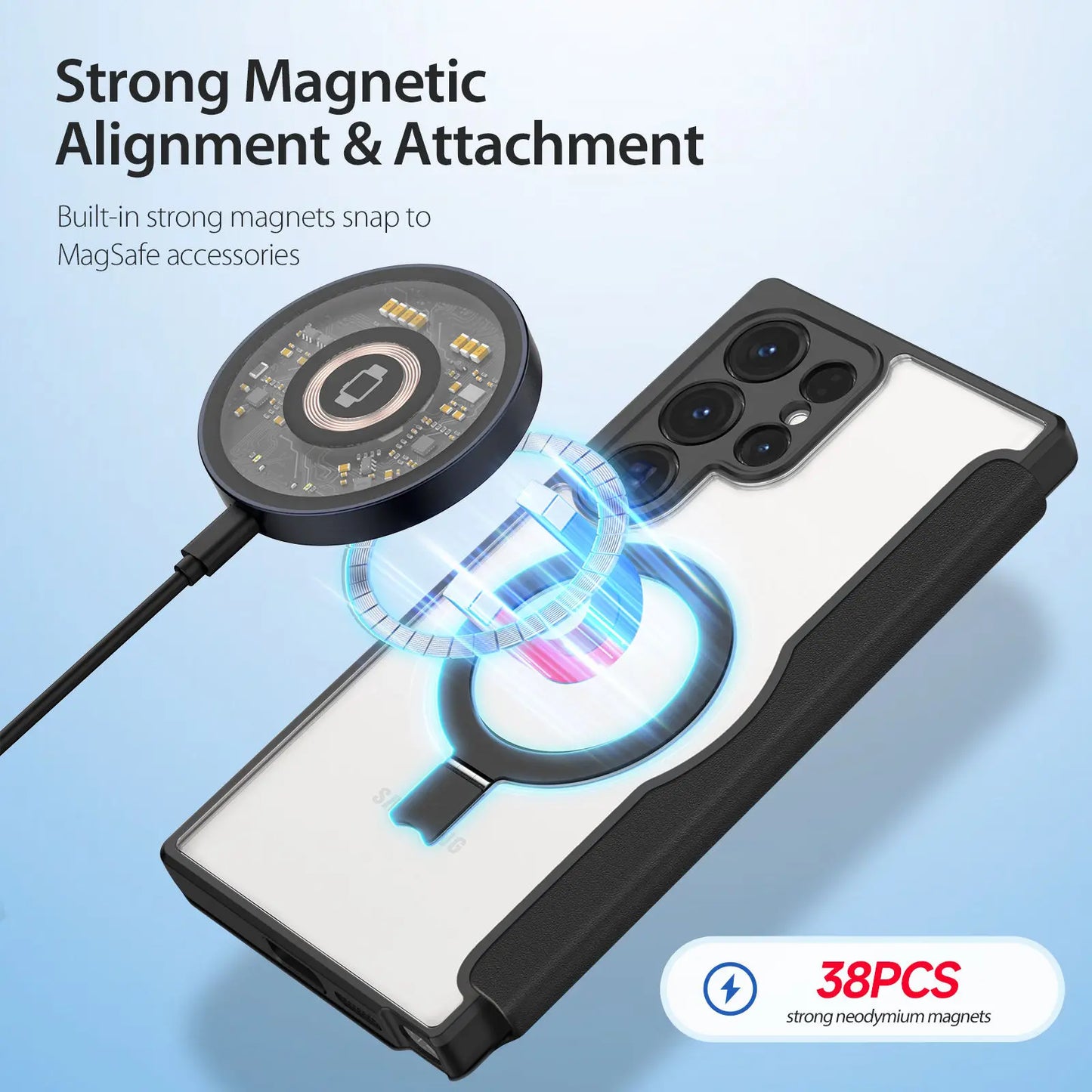 Slim Magnetic S24 Ultra Case with Kickstand & Card Slot - Odin case