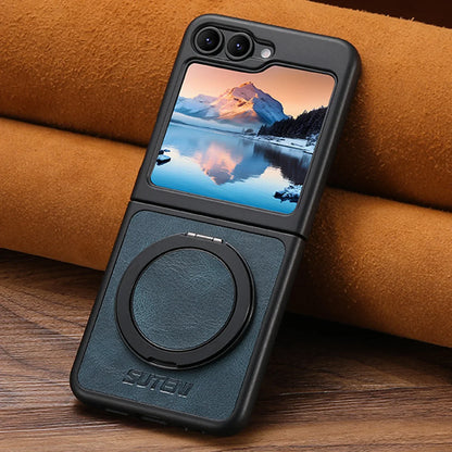 Leather MagSafe Ring Stand Case for Z Flip Series