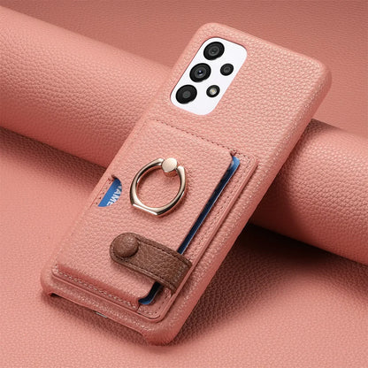 Wallet Leather Ring Holder Case for Samsung Galaxy S