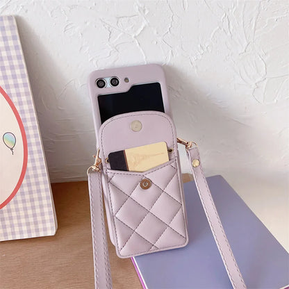 Leather Wallet Case with Lanyard for Samsung Galaxy Z Flip 5