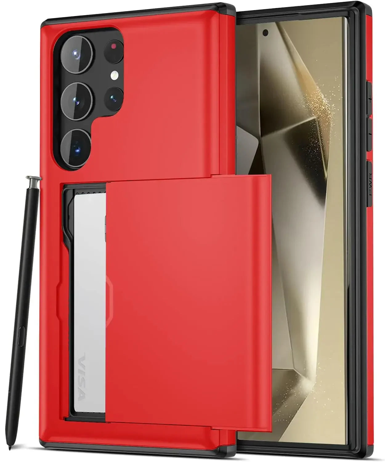 Slim Dual-Layer Heavy Protective Wallet Case with Hidden Card Slot for Samsung Galaxy S