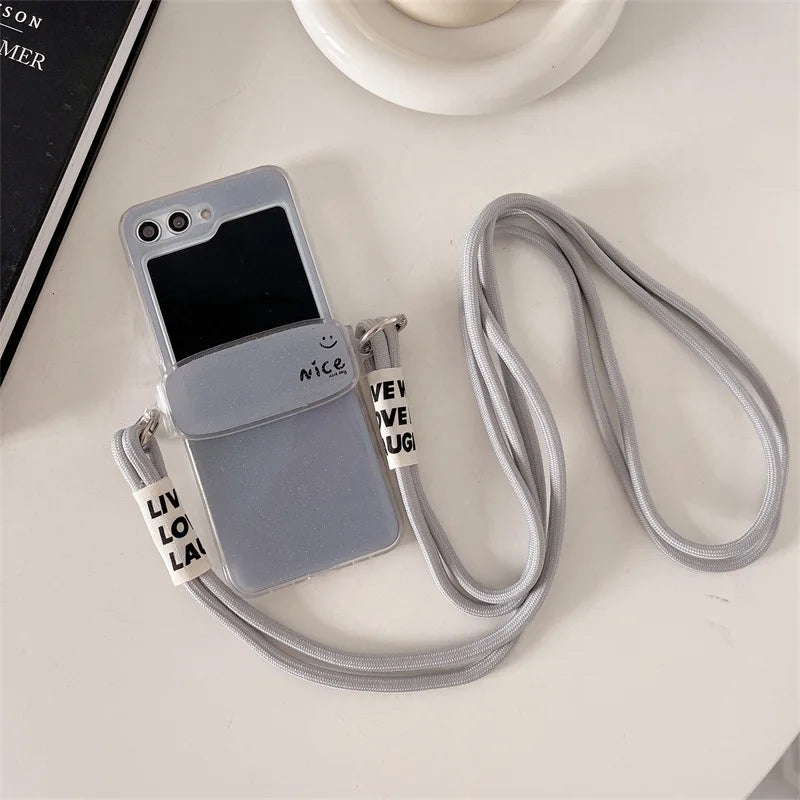 Phone case with plain strap for Samsung Galaxy Z Flip 5