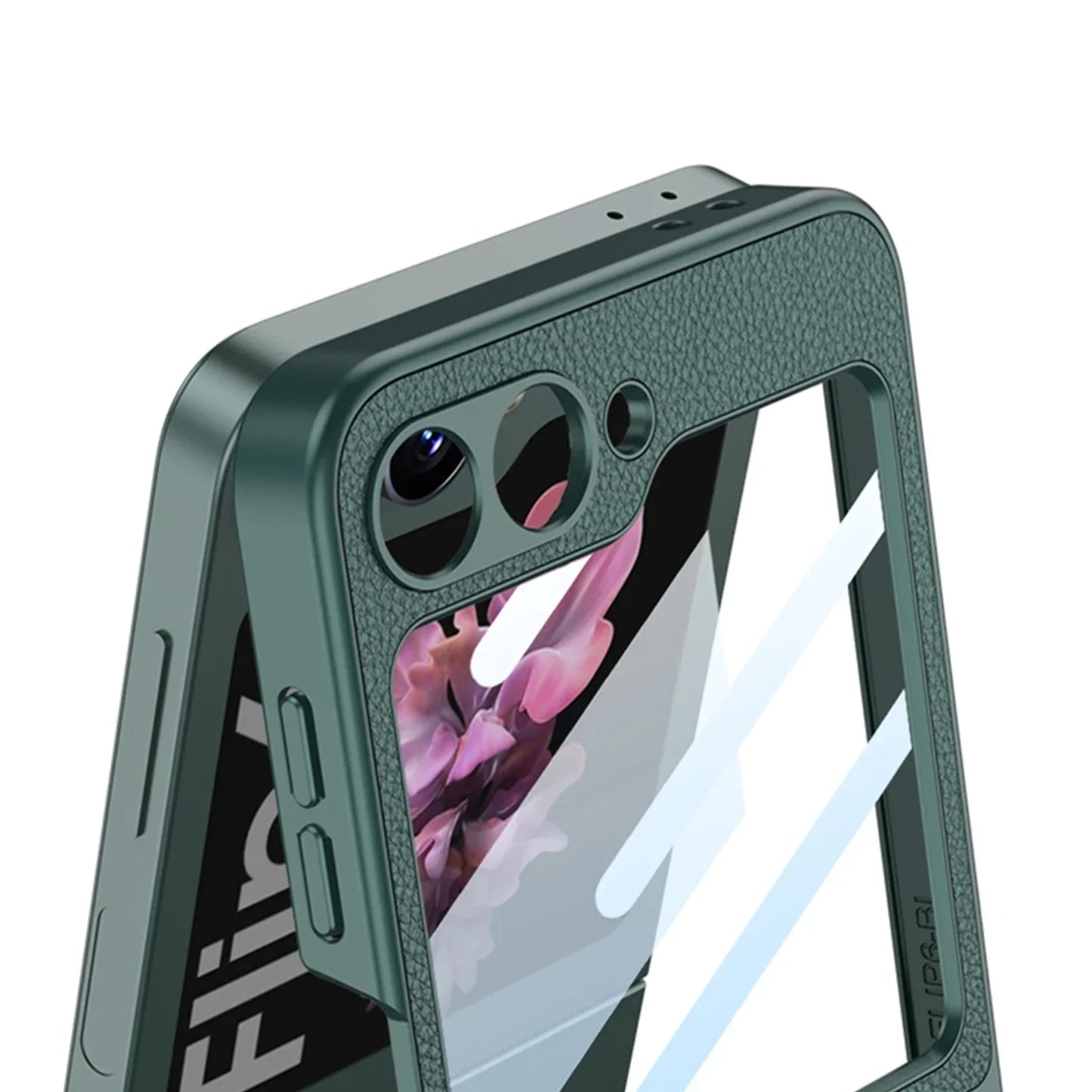 Leather Ring Bracket Case with Mirror for Samsung Galaxy Z Flip 6