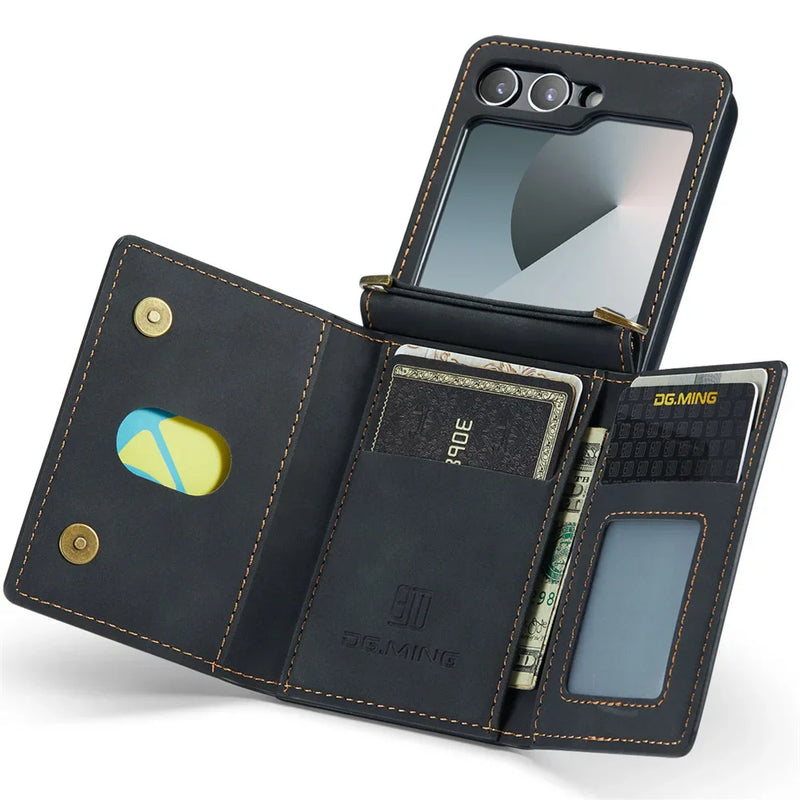Leather Wallet Case for Galaxy Z Flip 3-6