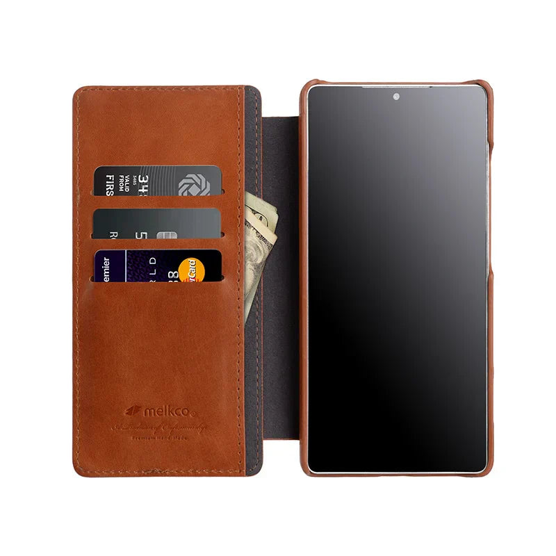 Melkco LuxeFlip – Genuine Cowhide Leather Vertical Case for Galaxy S25 Ultra