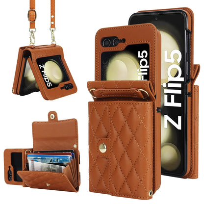 Crossbody Leather Case for Galaxy Z Flip 3-6
