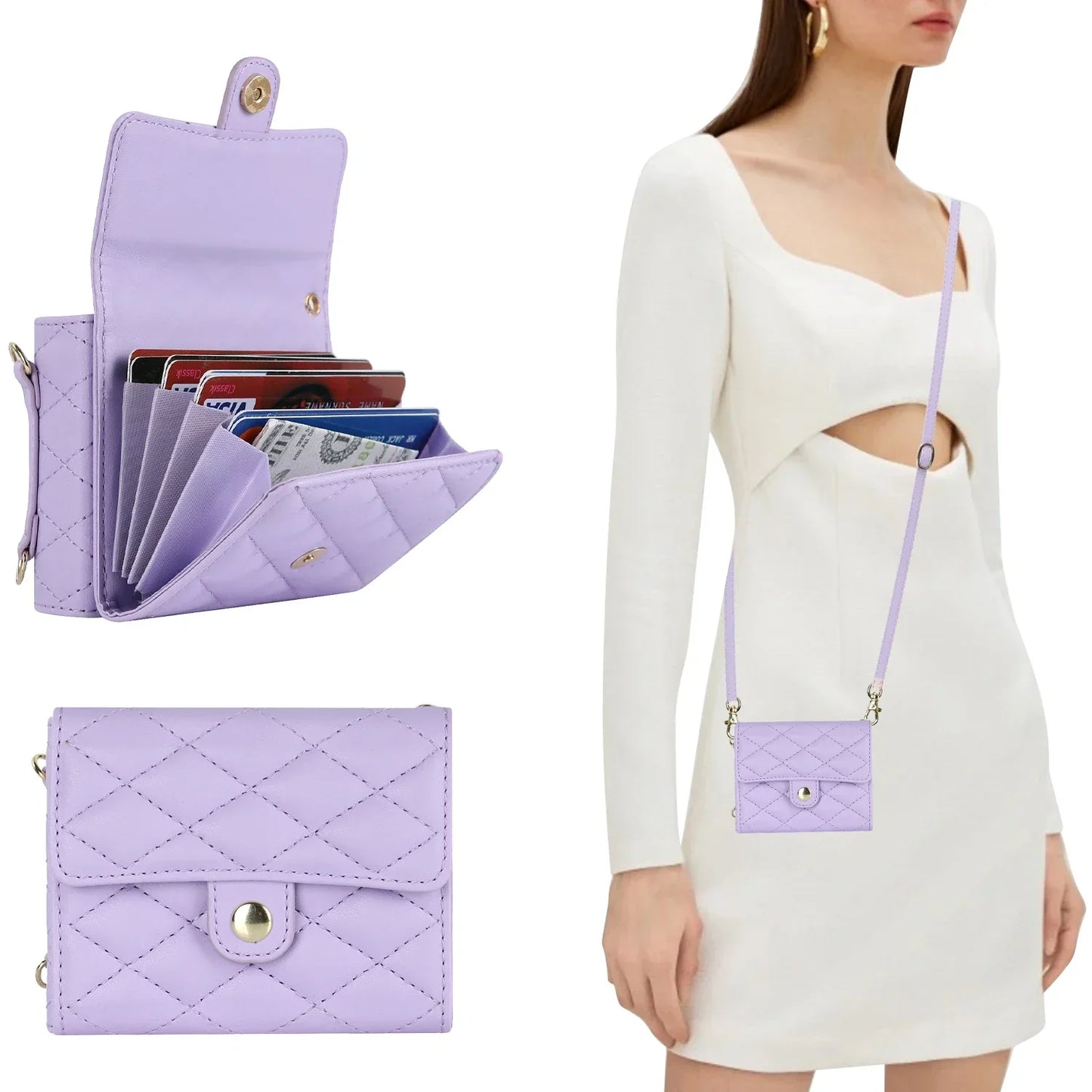 Crossbody Leather Case for Galaxy Z Flip 3-6