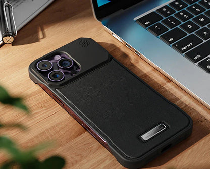 Leather Aromatherapy Magnetic Charging Ring Phone Case for iPhone