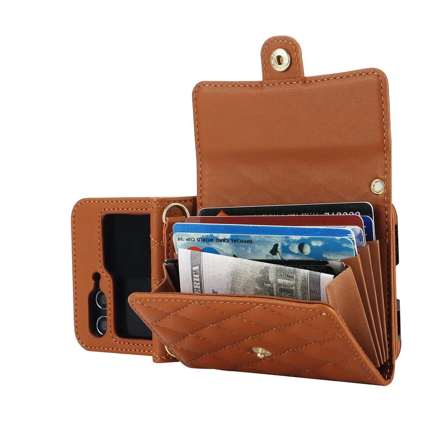 Crossbody Leather Case for Galaxy Z Flip 3-6