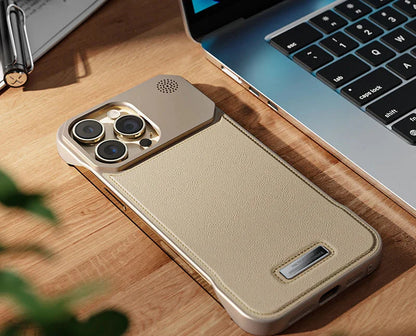 Leather Aromatherapy Magnetic Charging Ring Phone Case for iPhone
