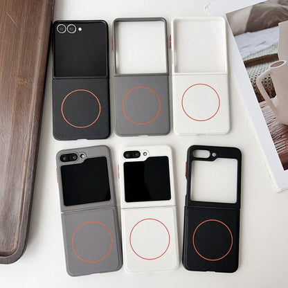 Elegant Leather MagSafe Case for Galaxy Z Flip 5/6/7