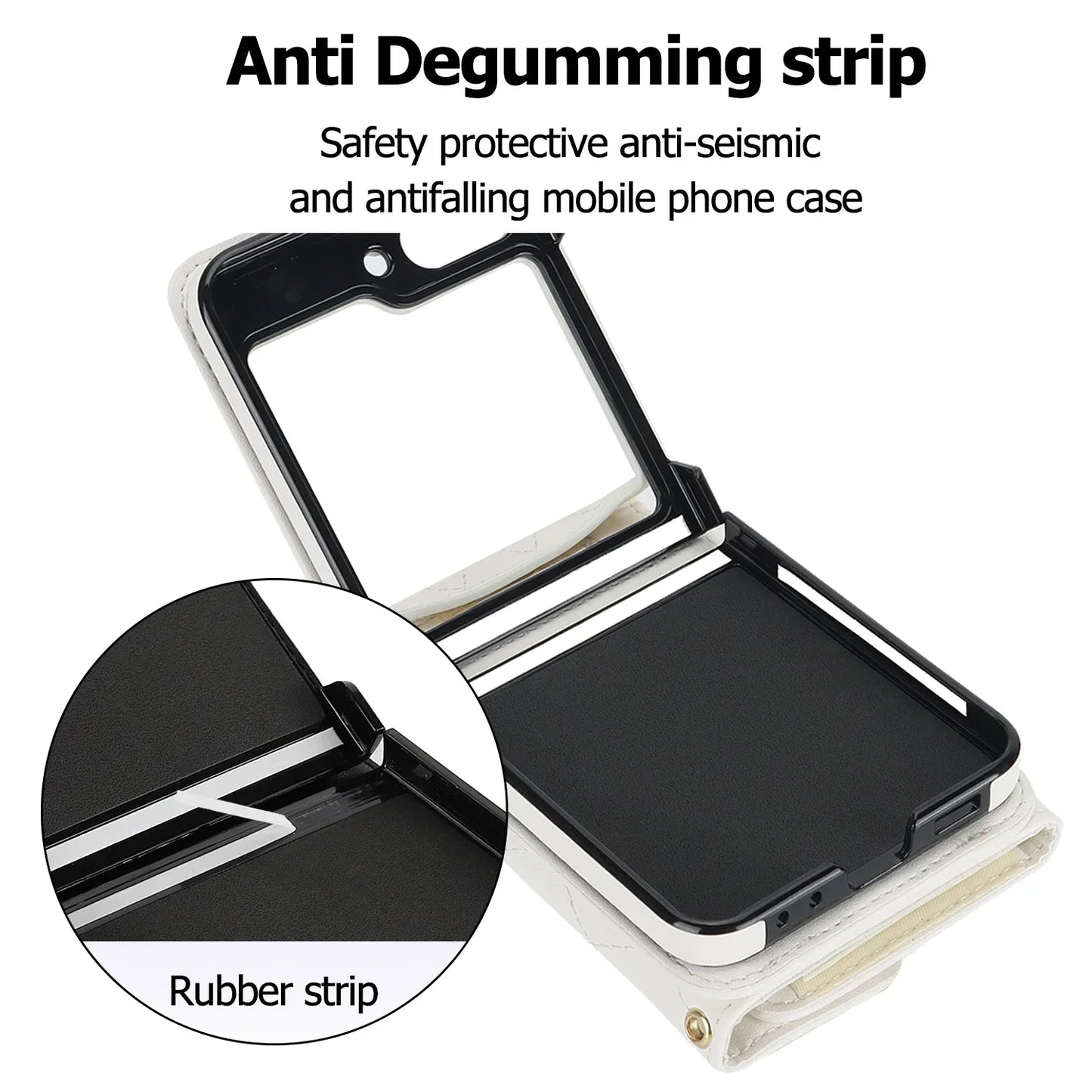 Crossbody Leather Case for Galaxy Z Flip 3-6