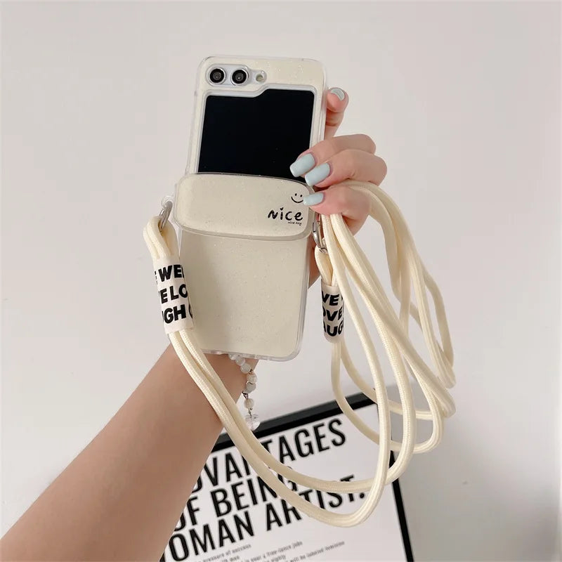 Phone case with plain strap for Samsung Galaxy Z Flip 5