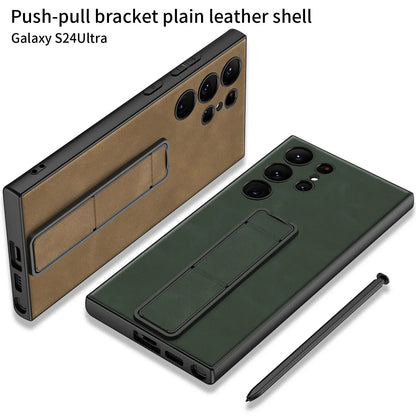 Shockproof Leather S24 Ultra Case with Folding Bracket - Odin case