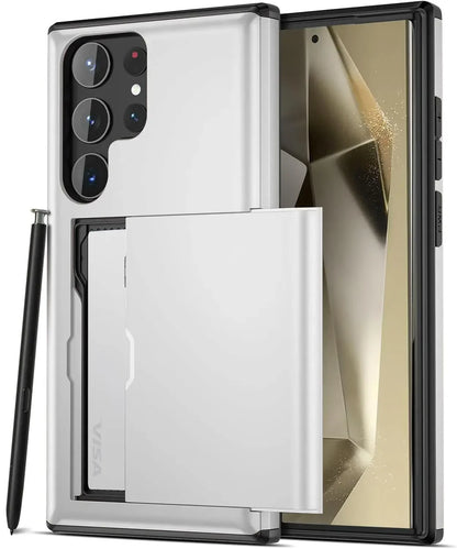 Slim Dual-Layer Heavy Protective Wallet Case with Hidden Card Slot for Samsung Galaxy S