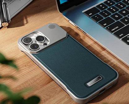 Leather Aromatherapy Magnetic Charging Ring Phone Case for iPhone