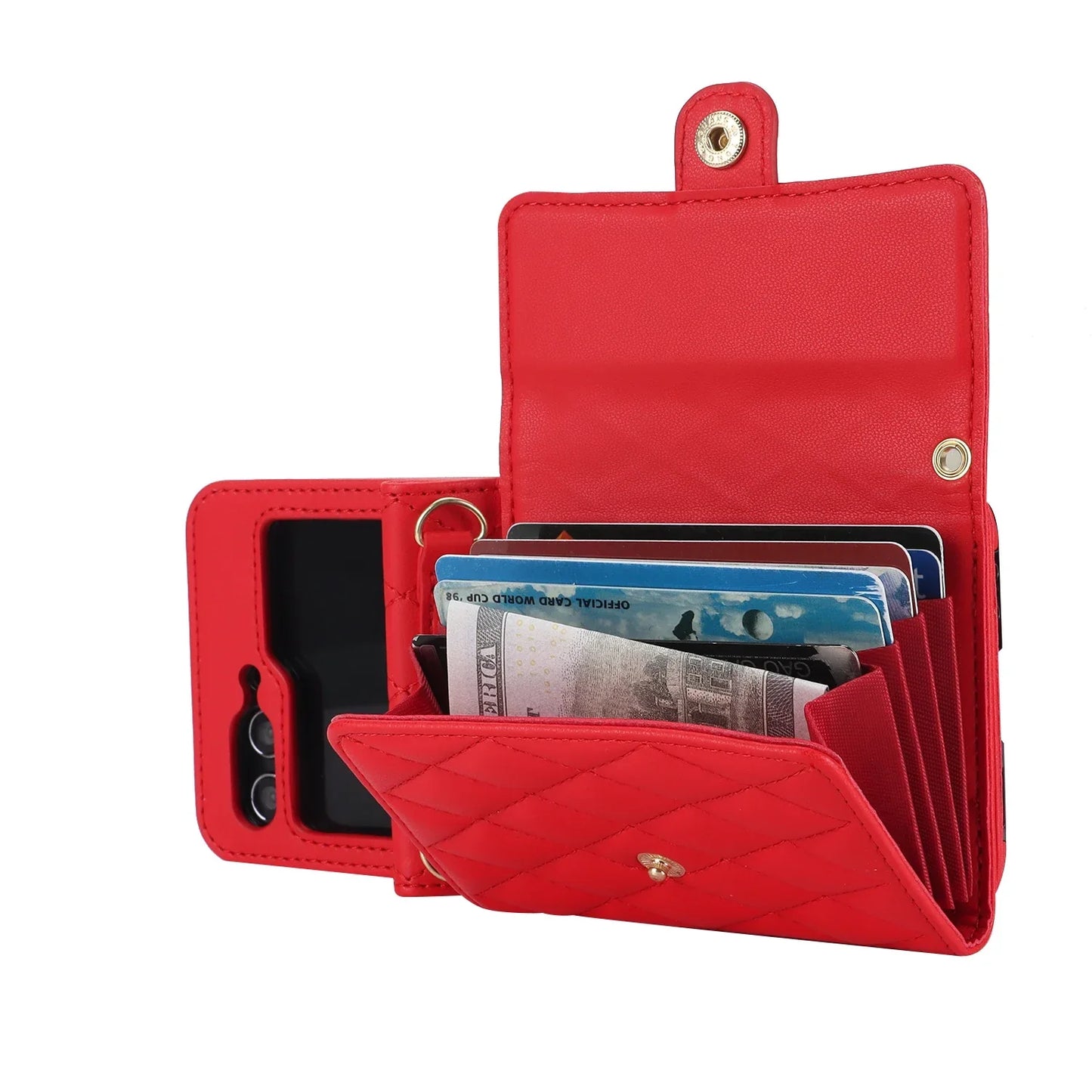 Crossbody Leather Case for Galaxy Z Flip 3-6