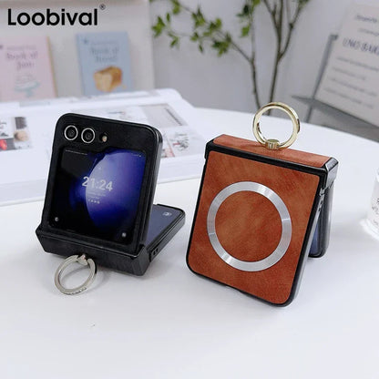 Ring Stand Magnetic Phone Case for Samsung Galaxy Z Flip 6
